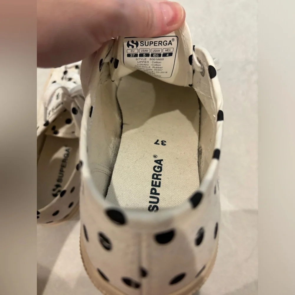 Superga 2750 Black  and White Polka Dot Sneakers Size 6.5